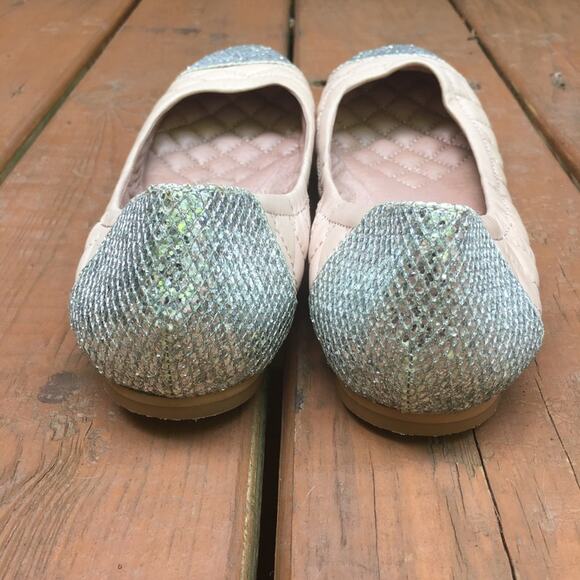 Vince Camuto Fawna Ballet Flats Shoes Slip On Tan Silver Sparkle 7.5 - Picture 3 of 6